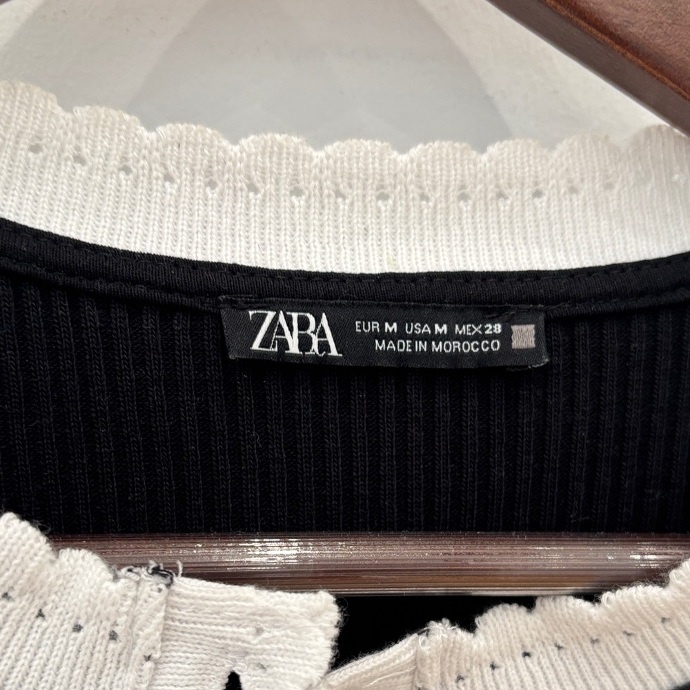 Zara Black Cardigan with White Accents - Picture 2 of 4